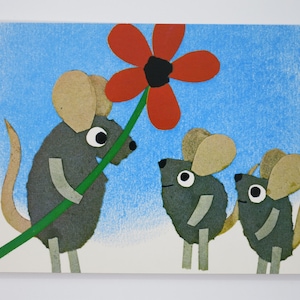 Wer macht die Blumen bunt? - Jahreszeitentisch - Postkarte - Waldorf - Mäuse - Geburtstagskarte Kinder - Art. SOPK46
