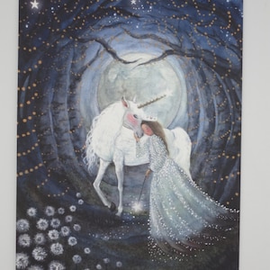 Licorne Poussière d'Étoiles - Carte postale pour la table de saison - Waldorf - Été - Réf. SOPK367