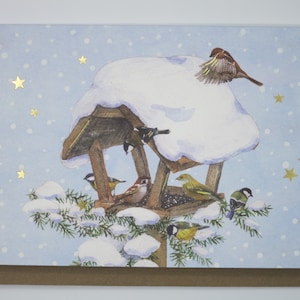 Vogelhäuschen - Weihnachskarte - Karte mit Umschlag - Weihnachten - Postkarte - Doppelkarte- Art. WK8