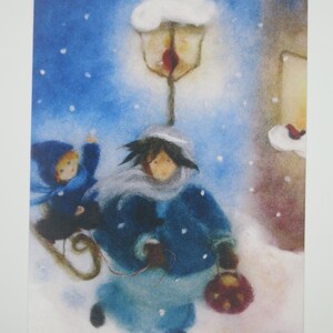 Mutter und Kind mit Schlitten - Jahreszeitentisch - Waldorf- Art. Nr. WIPK324