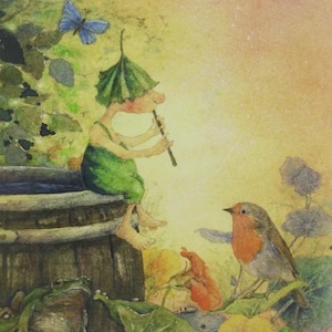 Giesbert flötet - Postkarte für den Jahreszeitentisch - Sommer - Waldorf - Art. SOPK292