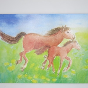 Cavallo e puledro - Cartolina per la tavola stagionale - Estate - Waldorf - Art. SOPK359