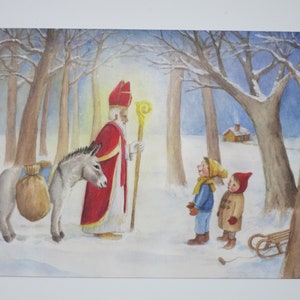 Rencontre avec le Père Noël - carte postale - table de saison - Waldorf - Avent - Noël - Art. WIPK68
