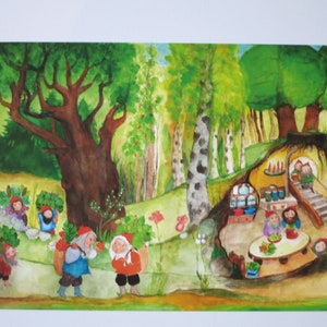 Gnomes aux herbes - Carte postale - Table saisonnière - Waldorf - Art.