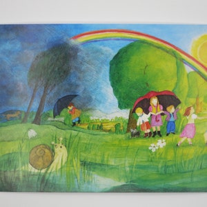 Regenbogen - Jahreszeitentisch -  Waldorf - Postkarte - Sommer - Regen- Art.Nr FRPK224