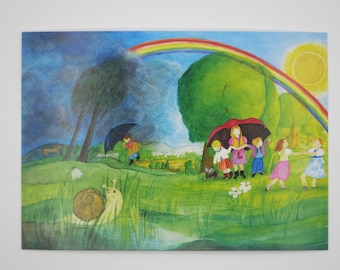 Regenbogen - Jahreszeitentisch -  Waldorf - Postkarte