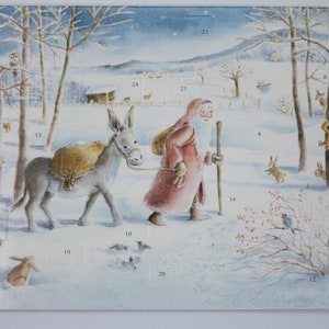Biglietto grande per calendario dell'Avvento - San Nicola e l'asino - Biglietto grande con busta - Biglietto doppio - Art.No. AK10
