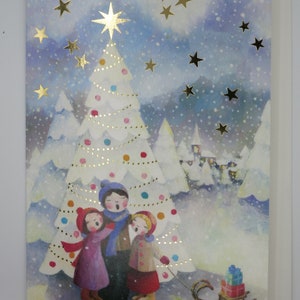 Kinderkoor - Kerstkaart met envelop - dubbele kaart - Kerstgroet - winter - Art