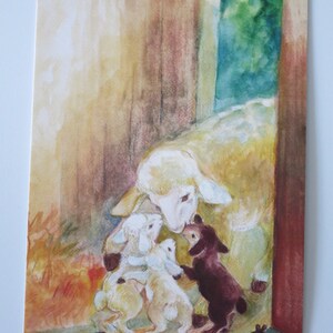 Little Lamb - Cartolina per la tavola stagionale - Primavera - Agnello - Pecora - Waldorf - Art.No. FRPK15