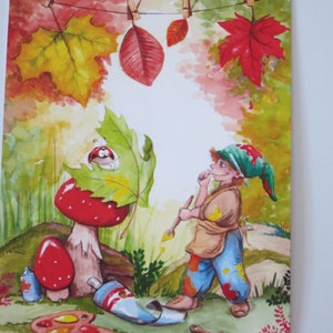 Zwerg Wunschbunt im Herbst - Postkarte - Jahreszeitentisch - Waldorf- Art. Nr.HEPK246
