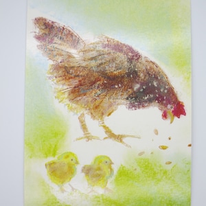Poulet aux poussins - carte postale - table de saison - Waldorf article n° FRPK88