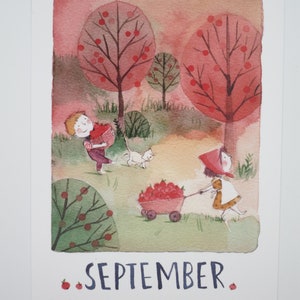 September - Jahreszeitentisch - Postkarte - Waldorf Herbst - Kinder- Art. Nr.HEPK239