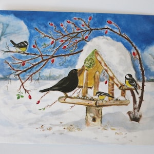 Birdhouse - Table saisonnière - Waldorf - Carte postale - Neige d’hiver - Avent - Article n° WIPK87