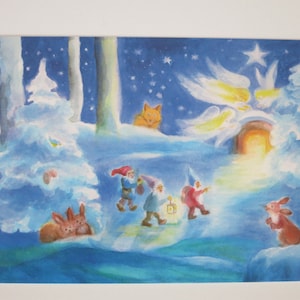 Weihnachten mit den Zwergen - Jahreszeitentisch - Postkarte - Waldorf - Winter - Advent - Zwerg - Gnom- Art. Nr. WIPK114