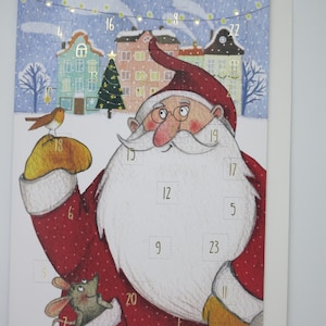 Adventskalender Karte Weihnachtsmann- Weihnachskarte mit Umschlag - Doppelkarte - Advent - Weihnachten -  Art.Nr. AK4