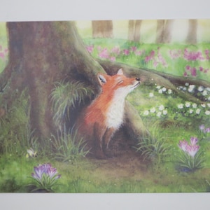 Renard au printemps - carte postale pour la table saisonnière - printemps - Waldorf - réf. FRPK2