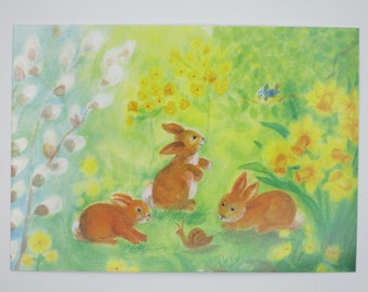 Drei Hasen - Jahreszeitentisch - Postkarte - Waldorf