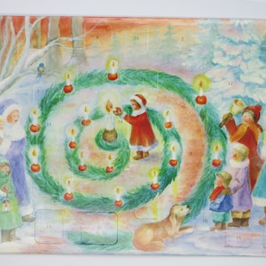 Grote adventskalenderkaart - Adventstuin - Grote kaart met envelop - Dubbele kaart - Winter - Advent - Kerstmis - Art.nr. AK26