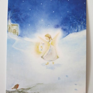 Ange dans la neige - Carte postale - Table saisonnière - Waldorf - Ange de Noël - Avent - Hiver - Ange des neiges - Article n° WIPK88