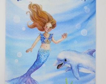 Einladungskarte Meerjungfrau - Postkarte - Jahreszeitentisch - Waldorf