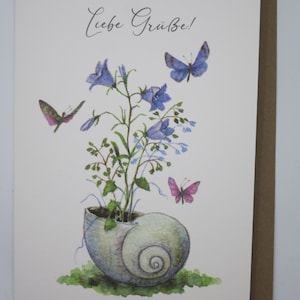 Cordiali saluti - biglietto d'auguri - biglietto con busta - biglietto doppio - biglietto d'auguri - guscio di lumaca - auguri di compleanno - articolo n. GRPK104