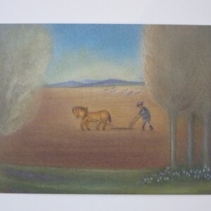 Bauer im März - Postkarte - Jahreszeitentisch - Waldorf - Bauernhof - Frühling- Art.Nr FRPK230