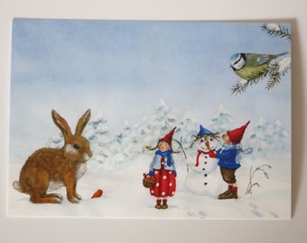 Pippa und Pelle im Schnee - Postkarte - Jahreszeitentisch - Waldorf