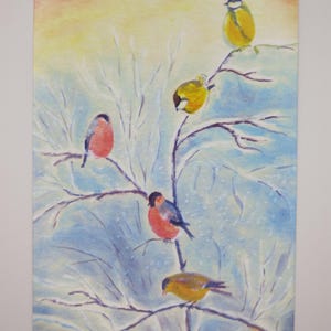 Uccelli in inverno - Tavola stagionale - Cartolina - Inverno - Uccelli - Waldorf - Articolo n. WIPK252