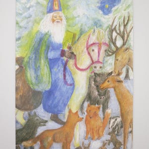 Nikolaus bei den Tieren - Jahreszeitentisch - Postkarte - Waldorf - Advent - Winter - Weihnachten- Art. Nr. WIPK152