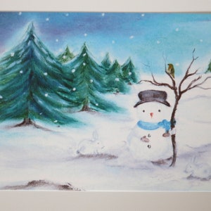 Der Schneemann - Postkarte für den Jahreszeitentisch - Waldorf - Winter - Weihnachten - Schnee- Art. Nr. WIPK306
