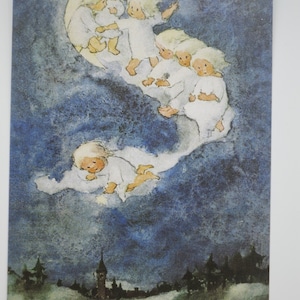 Der Mond ist aufgegangen - Postkarte für den Jahreszeitentisch - Waldorf- Engel- Weihnachten - Winter - Mondschein- Art. Nr. WIPK367