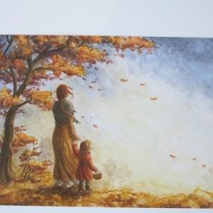 Herbstwind - Jahreszeitentisch - Postkarte - Waldorf - Herbst - Mutter mit Kind- Art. Nr.HEPK103