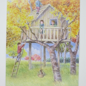 Unsere Baumhütte - Jahreszeitentisch - Postkarte - Waldorf - Herbst - Kinder- Art. Nr.HEPK72