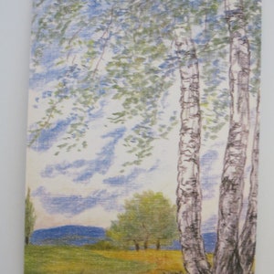 Printemps - table saisonnière - carte postale - Waldorf - bouleaux - paysage printanier - article n° FRPK225