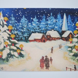 Passeggiata di Natale - tavola stagionale - cartolina - Waldorf - inverno - Natale - neve - articolo n
