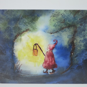 Zwerg mit Laterne - Jahreszeitentisch - Postkarte - Waldorf - Gnom - Herbst - Sankt Martin- Art. Nr.HEPK212