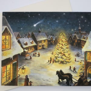 Winternacht im Dorf - Doppelkarte mit Umschlag -Weihnachten - Jahreszeitentisch - Waldorf- Art. Nr. WIPK246