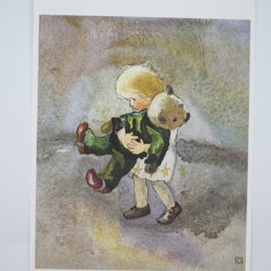Cartolina di amicizia per giovani per la tavola stagionale - Waldorf - ragazzo con orsacchiotto - peluche - codice articolo FRPK228