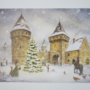 Weihnachten vor langer Zeit - Postkarte für den Jahreszeitentisch - Advent - Ritterburg - Schnee - Waldorf- Art. Nr. WIPK67
