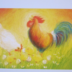 Gallo e gallina - Tavola stagionale - Waldorf - Cartolina - Pasqua - Primavera - Articolo n. FRPK182