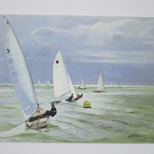 Autour de la bouée - carte postale pour la table de saison - mer - voilier - Waldorf - Art. SOPK228