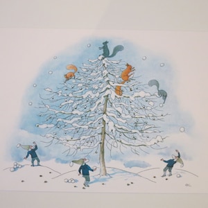 Scoiattolo delle fiabe invernali - tavola stagionale - cartolina - Waldorf - articolo n