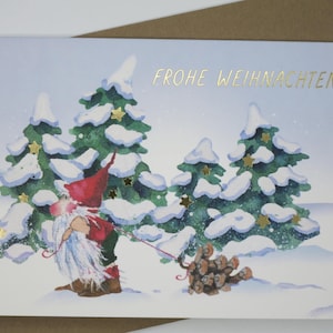Frohe Weihnachten - Weihnachskarte mit Umschlag - Doppelkarte - Weihnachten - Advent - Winter - Wichtel - Gnom - Art. WK1