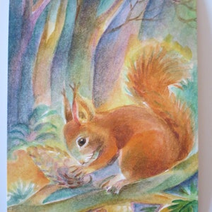 Quebra-nozes - Postal para mesa sazonal - Waldorf - Esquilo - Outono - Animais Selvagens - Noz - Art.