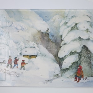 Große Adventskalender Karte - Weihnacht im Gebirge- Große Karte mit Umschlag - Doppelkarte - Winter - Advent - Weihnachten- Art.Nr. AK28