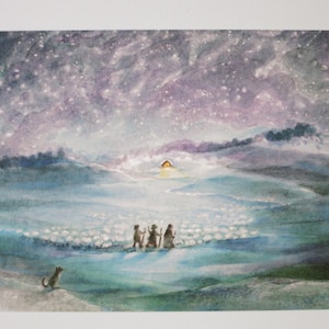 Sternennacht  - Postkarte - Jahreszeitentisch - Waldorf - Hirten -  Advent - Weihnachten - Sternenhimmel- Art. Nr. WIPK62