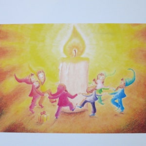 Geburtstagstanz der Zwerge - Postkarte - Jahreszeitentisch - Waldorf -Kindergeburtstag - Zwerg - Zwergentanz - Kinder - Art. SOPK30