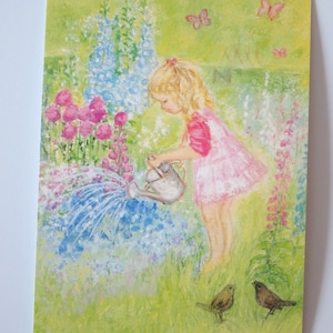Fiori che innaffiano - Tavola Stagionale - Waldorf - Cartolina - Ragazza - Estate - Giardino - Art. SOPK70