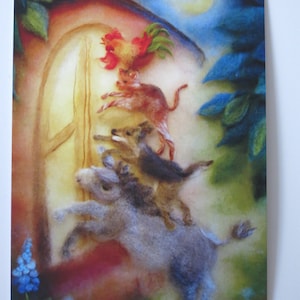I musicanti di Brema - Tavola stagionale - Cartolina - Fiaba Waldorf - Articolo n. MÄRPK36