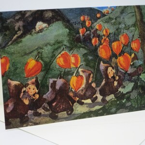 Lantaarnparade - dubbele kaart met envelop - seizoenstafel - Waldorf - herfst - lantaarn - artikelnr.HEPK40